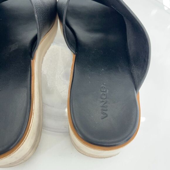 Vince Sarria Sandals Women's Size 9.5 Black Leather Platform Slide Comfy Wedge - Picture 13 of 16